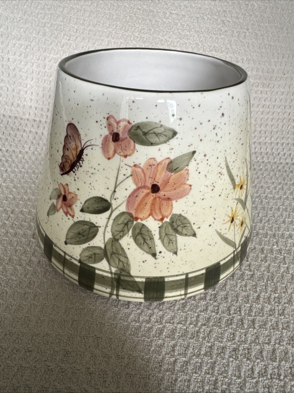 Home Interiors Ceramic Candle Jar Shade Topper Floral Print